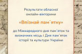Результати онлайн-вікторини «Впізнай памʼятку»